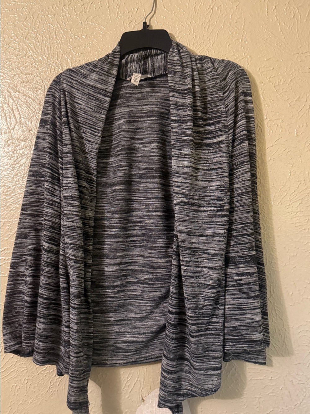 Ambiance Marled Grey Black and White Dye Open-Front Cardigan Lightweight